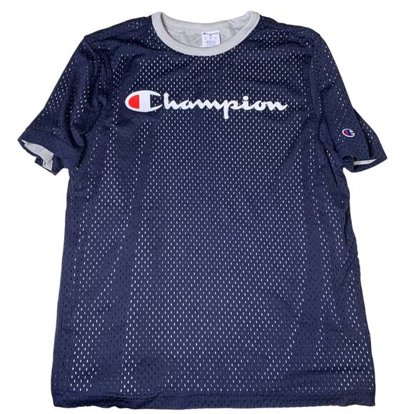 Champion's Tee Men's Medium Mesh Layered Leisure Spellout Logo Nautical Navy - Picture 1 of 7
